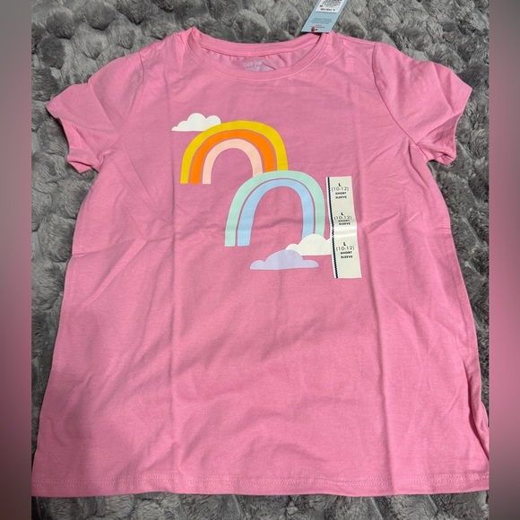 Cat & Jack Other - Cat & Jack Pink & Yellow Short Sleeve Tee with Rainbow Design Size L 10/12, NWT